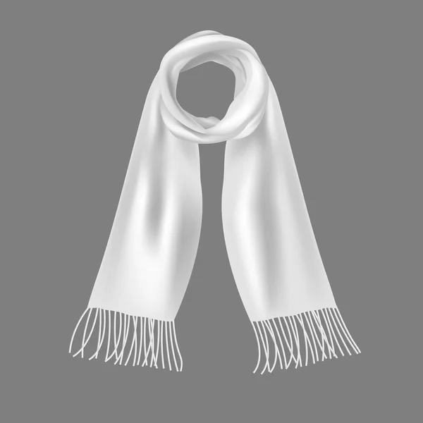逼真的3d 详细的软白色围巾。向量 — 图库矢量图片