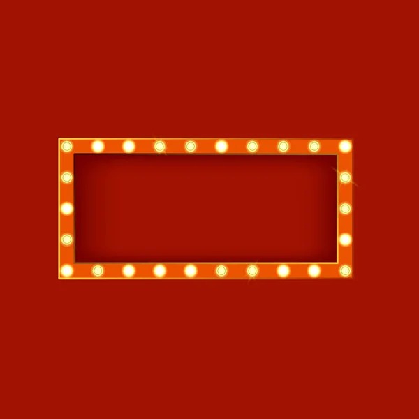 Realistic Detailed 3d Glowing Sign Rectangle. Vector — Stock Vector