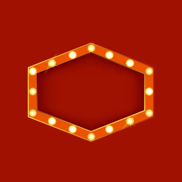 Realistico dettagliato 3d segno luminoso forma poligonale. Vettore — Vettoriale Stock