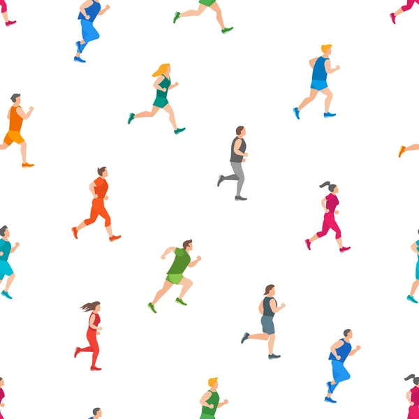 Cartoon Jogging Characters People Seamless Pattern Background. Vector — Stock Vector