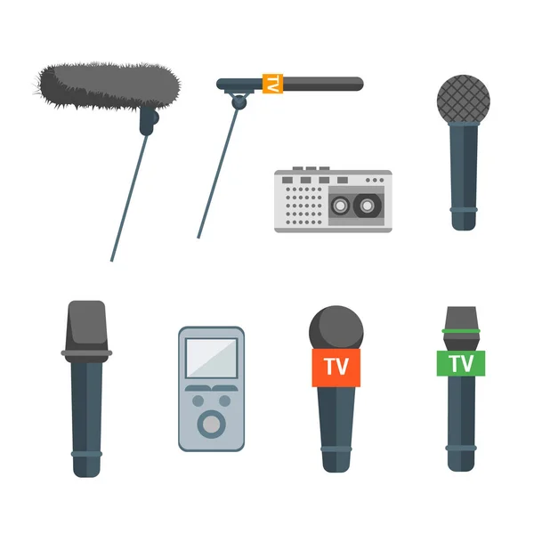 Мультфільм Microphone Set Press Conference Element. Векторні — стоковий вектор