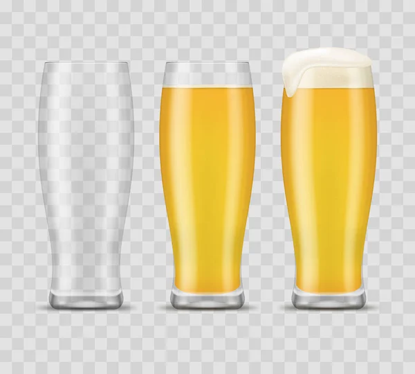 Realistik 3d Detail Beer Mugs Set. Vektor - Stok Vektor