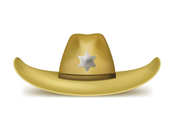 Realistic 3d Detailed Brown Sheriff Hat. Vector — Stock Vector