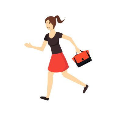 Çizgi film karakteri kadın acele. Vektör