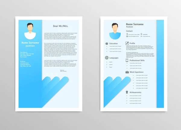 Cartoon Male Resume and Vitae with Infographics (en inglés). Vector — Vector de stock