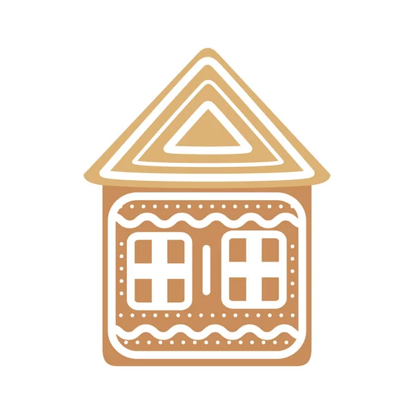 Cartoon Festive Gingerbread House on a White Background (en inglés). Vector — Archivo Imágenes Vectoriales