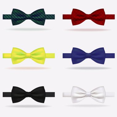 Gerçekçi 3d Ayrıntılı Fiyonk Kravatı Seti. Vektör