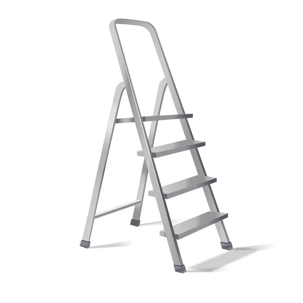 Realistic 3d Detailed Metallic Step Ladder. Vector — Stock Vector