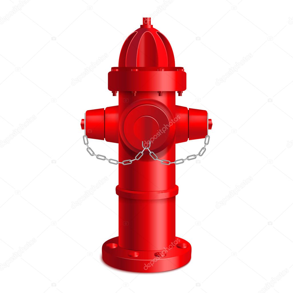 Realistic 3d Detailed Red Fire Hydrant. Vector