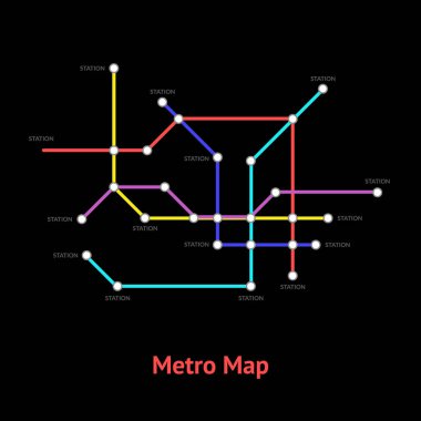 Metro haritası işaret ince çizgi kartı vektör renk