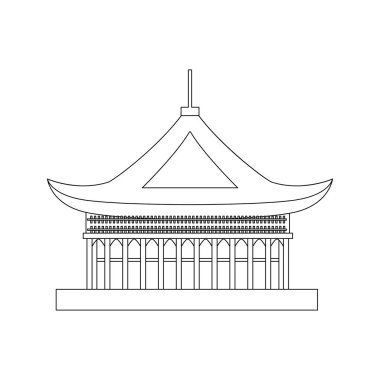 Geleneksel Asya ev ince çizgi nesnesi. Vektör