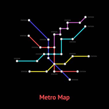Metro haritası işareti renkli kartı vektör