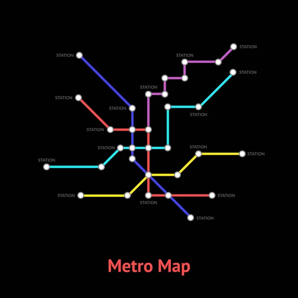 Metro Map Sign Color Line Card (en inglés). Vector — Archivo Imágenes Vectoriales