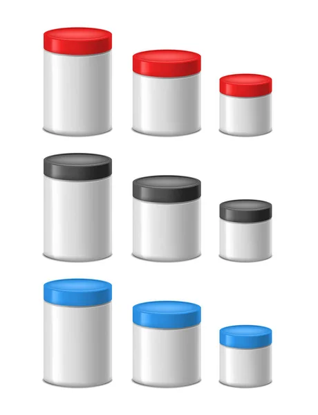 Реалістичний детальний 3d напівпрозорий пластиковий набір Jar. Векторні — стоковий вектор