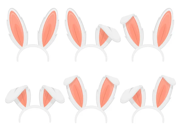 Ορίστε το Πάσχα μάσκες με τα αυτιά κουνελιών. Διάνυσμα — Διανυσματικό Αρχείο