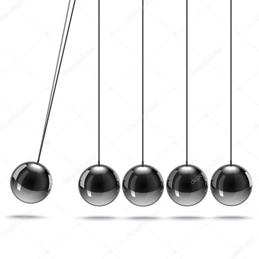 Realistic 3d Detailed Metallic Newtons Cradle. Vector