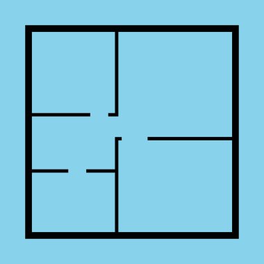 Daire kat planı üst siyah ince çizgi görüntüleyin. Vektör