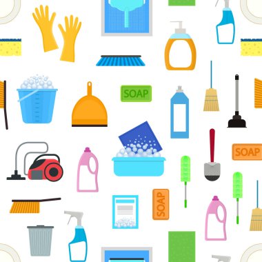 Çizgi film ev Dikişsiz desen arka plan temizleme. Vektör