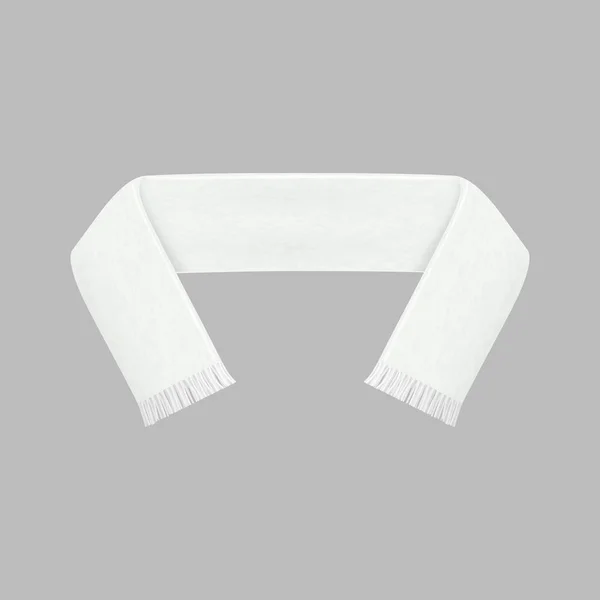 Realista detallado 3d fútbol blanco en blanco ventilador bufanda. Vector — Archivo Imágenes Vectoriales
