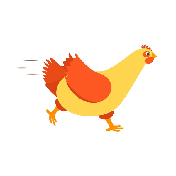 Personagem dos desenhos animados Happy Hen Fast Running. Vetor —  Vetores de Stock
