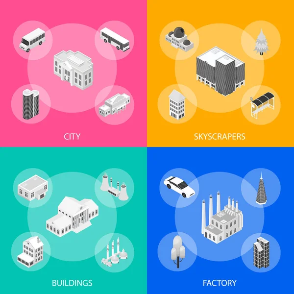 도시 지도 개념 3 차원 Isometric 보기. 벡터 — 스톡 벡터