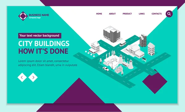 Modèle de page Web d'atterrissage de concept de carte de ville Vue isométrique 3d. Vecteur — Image vectorielle