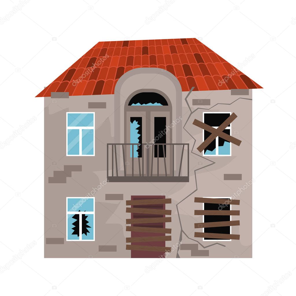 Cartoon Color Old House on a White. Vector