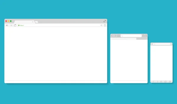 Navegador Windows Empty Template Mockup Set. Vector — Vector de stock