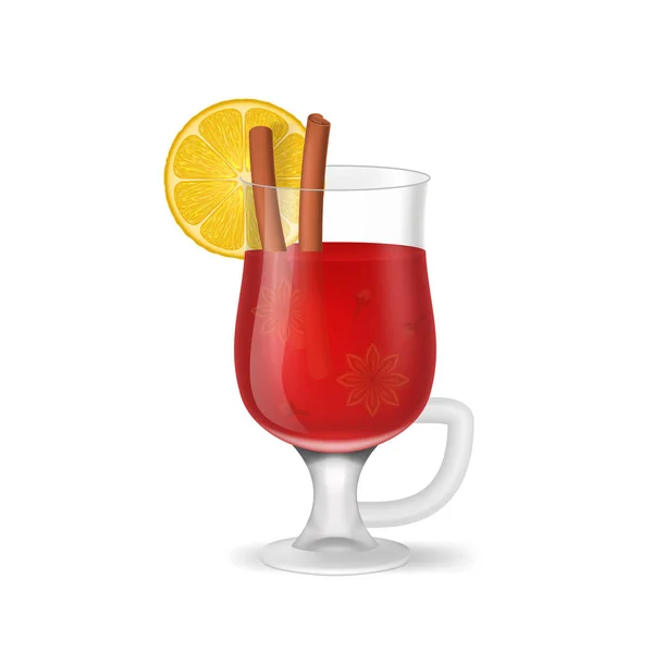 Realistische 3D-gedetailleerde rode glühwein. Vector — Stockvector