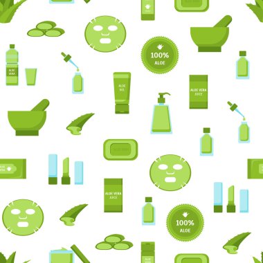 Çizgi film Aloe Vera Dikişsiz desen arka plan. Vektör