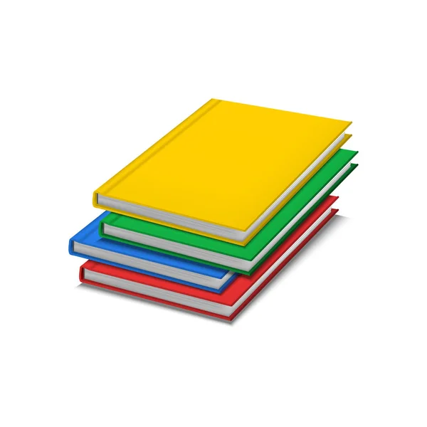 逼真的详细3d 彩色空白精装书模板模拟桩。向量 — 图库矢量图片