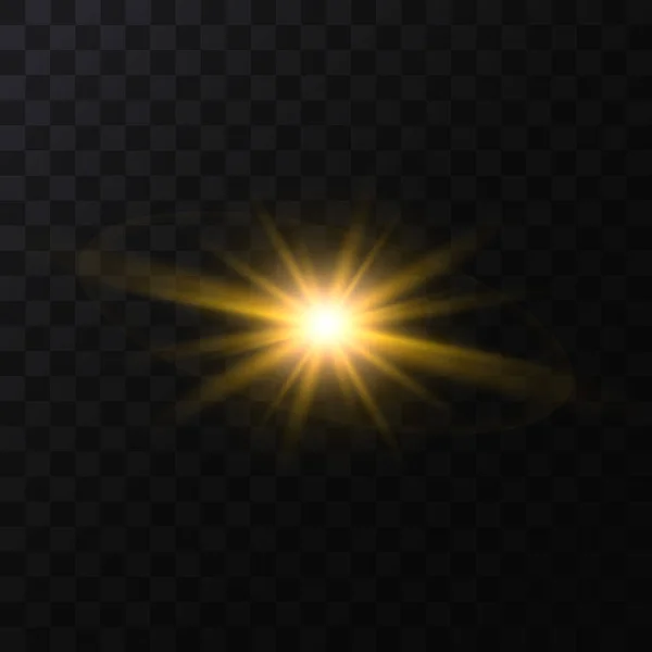 Realista detalhou 3D Golden Star Light Sparkle. Vetor — Vetor de Stock