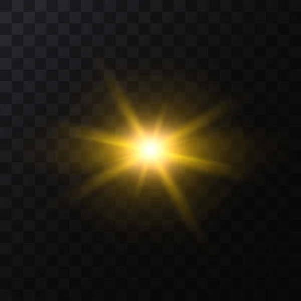 Realista detallada 3d Golden Star Light Sparkle. Vector — Archivo Imágenes Vectoriales