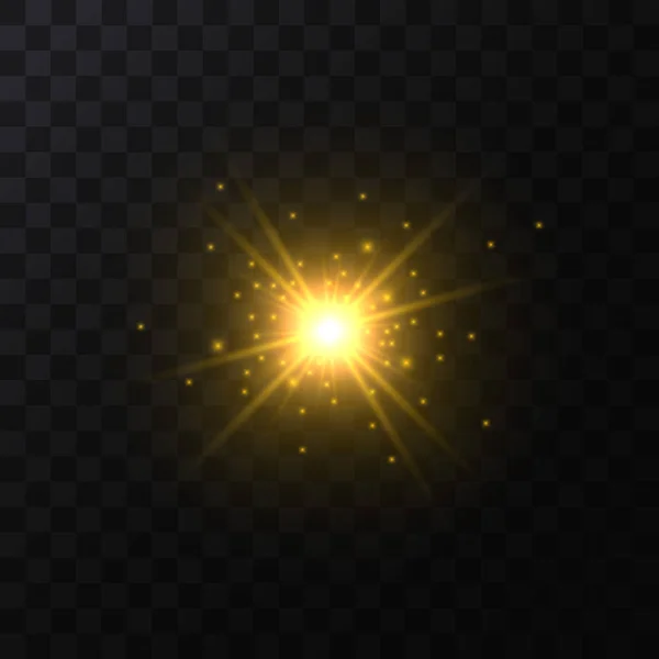 Realistic Detailed 3d Golden Star Light Sparkle. Vector — Stock Vector