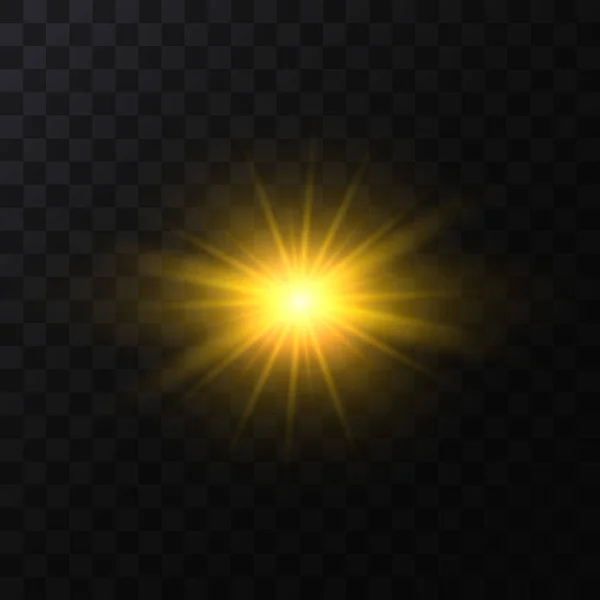 Realista detallada 3d Golden Star Light Sparkle. Vector — Archivo Imágenes Vectoriales