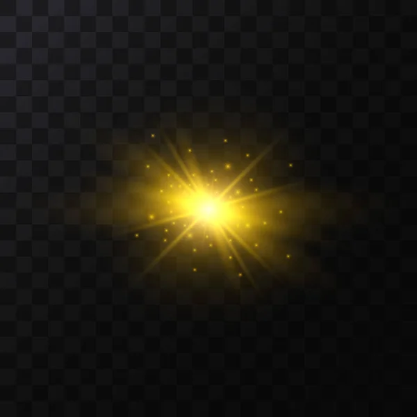 Realistic Detailed 3d Golden Star Light Sparkle. Vector — Stock Vector