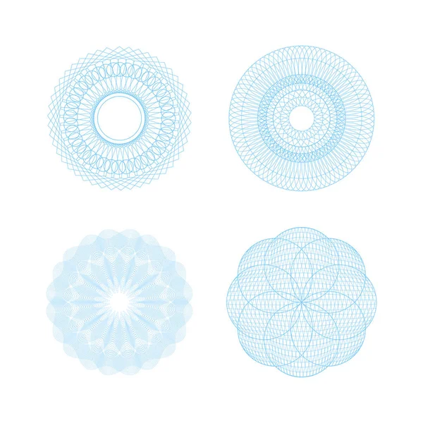 Guilloche Rosette Signs Color Thin Line Icon Set. Vetor — Vetor de Stock