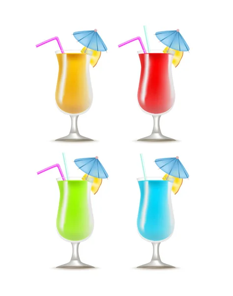 Ustawić realistyczny szczegółowe 3d koktajl napój Party napojów. Wektor — Wektor stockowy