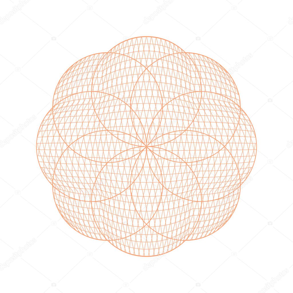 Guilloche Rosette Circular Sign Color Thin Line Icon. Vector