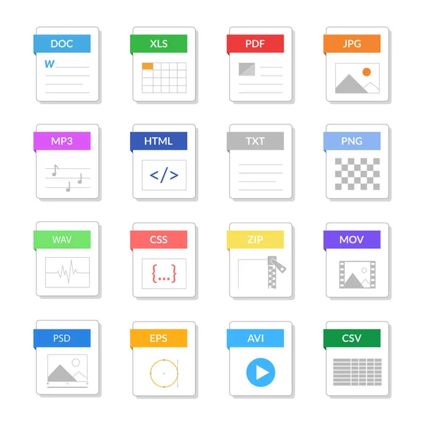 Набор цветовых иконок типа File. Вектор — стоковый вектор