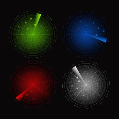 Gerçekçi detaylı 3d Radar hedef renk kümesi. Vektör