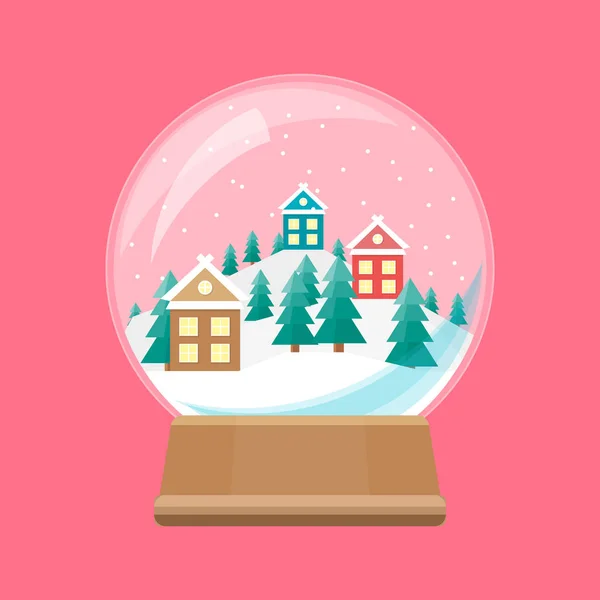 卡通雪环球与冬村。向量 — 图库矢量图片