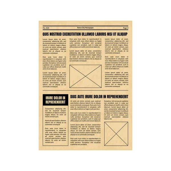 Vintage Newspaper Template Sheet Old Style Design. Vector — Stock Vector