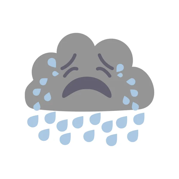 Personaje de dibujos animados Pronóstico del tiempo Signo Crying Cloud. Vector — Vector de stock