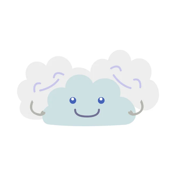 Personaje de dibujos animados Pronóstico del tiempo Señal Nubes amistosas. Vector — Archivo Imágenes Vectoriales