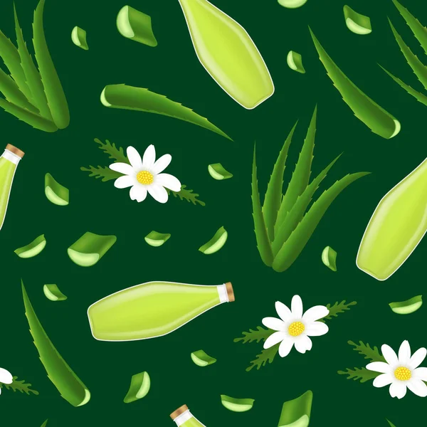 Réaliste détaillée 3d Aloe Vera produit sans couture fond de motif. Vecteur — Image vectorielle