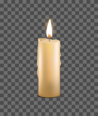 Gerçekçi detaylı 3d yanan mum mum şeffaf bir arka plan üzerinde. Vektör