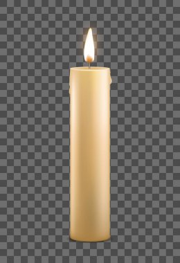 Gerçekçi detaylı 3d yanan mum mum şeffaf bir arka plan üzerinde. Vektör