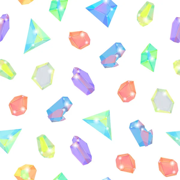 Realistic Detailed 3D Color Crystal Stone Seamless Pattern Background. Вектор — стоковый вектор