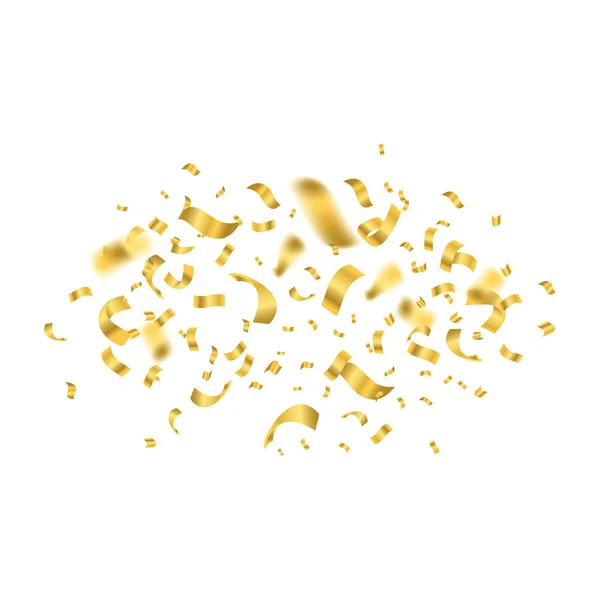 Падение золотого конфетти на белом фоне. Вектор — стоковый вектор